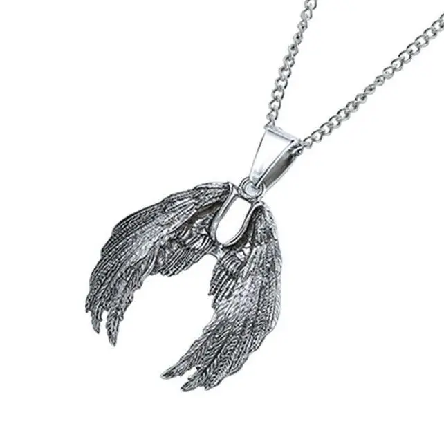 

Punk Hip Hop Chain Craft Necklace angel devil wings Necklace Fashion Silver Ornaments student couple Jewelry Gift Metal Decor