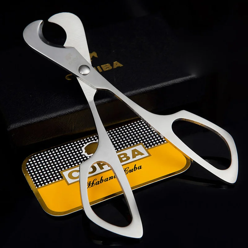 

COHIBA Double Blades Stainless Steel Cigarette Cigar Cutter Scissors Pocket Gadget Zigarre Smoking Accessories Guillotine