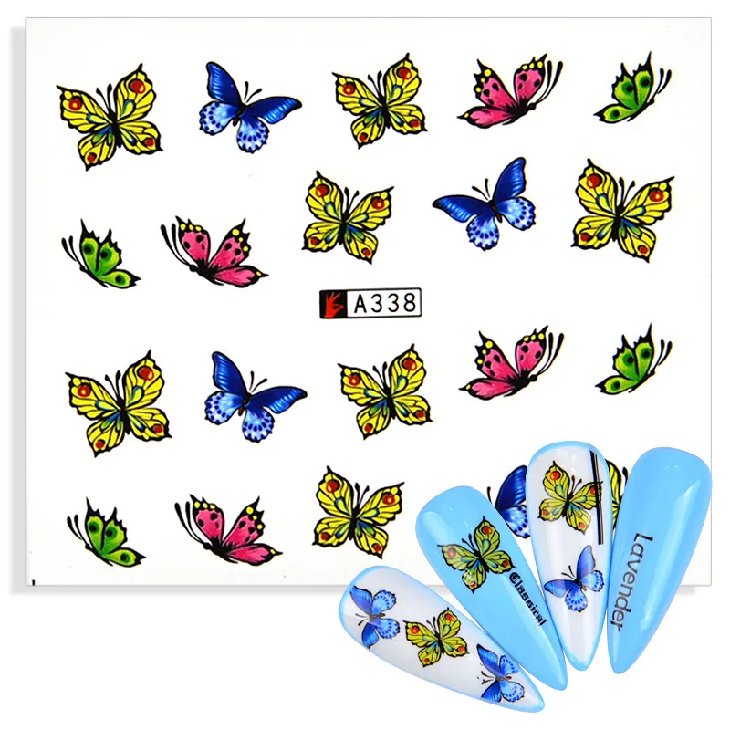 

2022 New Water Nail Stickers Butterfly Sliders Nail Art Water Transfer Stickers Decals Watermark Tattoo Manicure Decorations