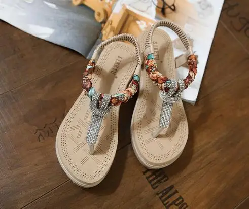 Новинка модная женская обувь праздничные пляжные богемные сандалии на танкетке