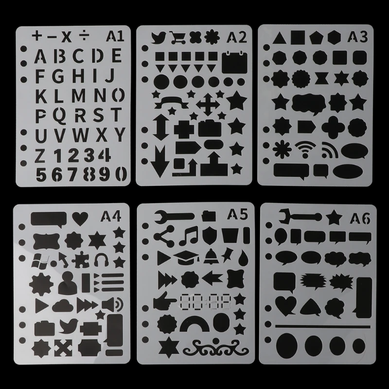 

24Pcs Drawing Template Stencils Journal Notebook Diary Scrapbooking A5 DIY Stationery School Office Supplies