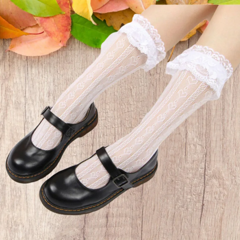 Милые кружевные носки для девочек в стиле &quotЛолита&quot с цветочным принтом