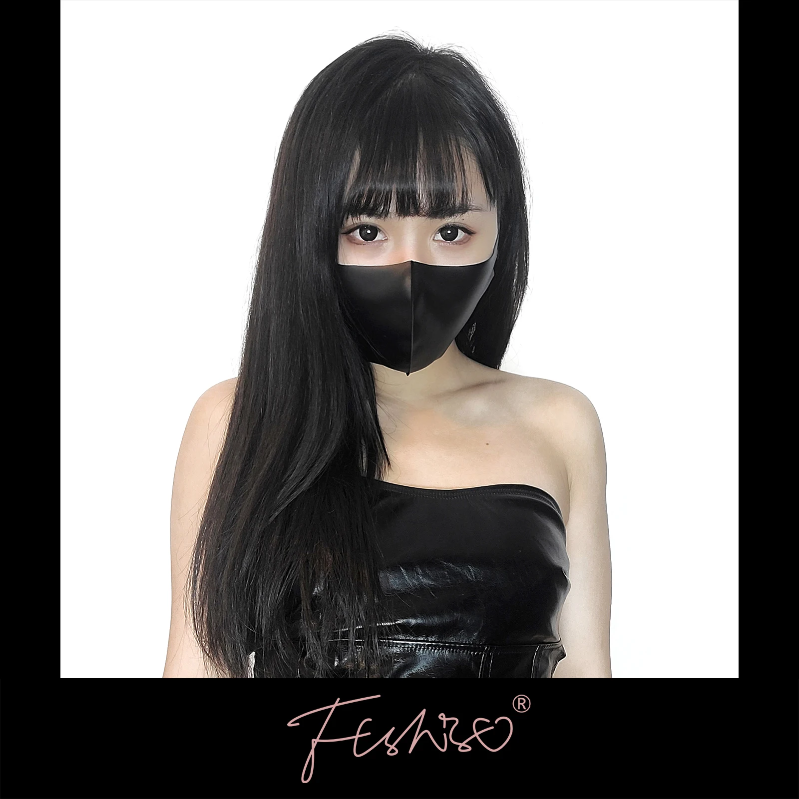 Фетиш маска Ftshist латексное покрытие черная искусственная кожа | Тематическая