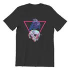 Футболка мужская хлопковая с круглым вырезом, милая рубашка с рисунком ворона, черепа, рассекающего демонов, в стиле хип-хоп, уличная одежда в стиле Харадзюку