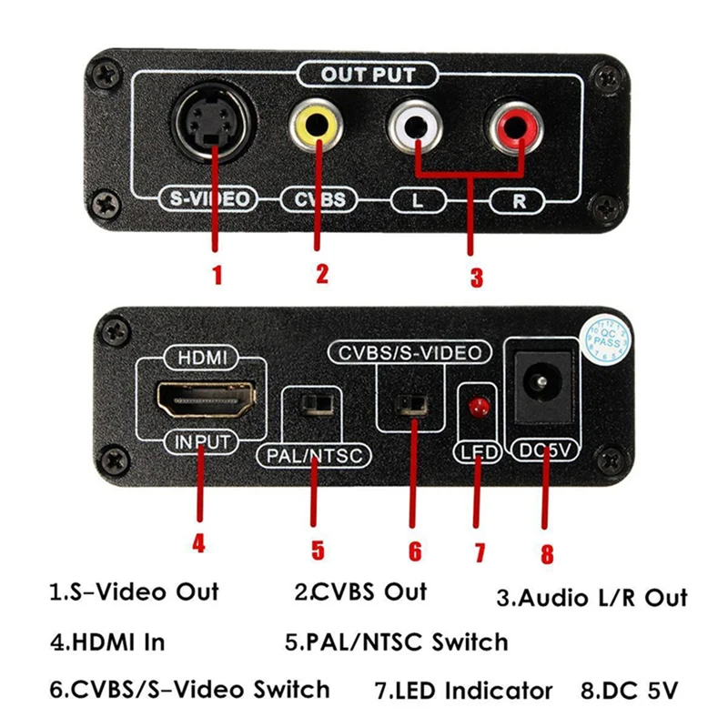 1080P HDMI к 3 RCA AV CVBS Композитный S-видео аудио видео конвертер адаптер |