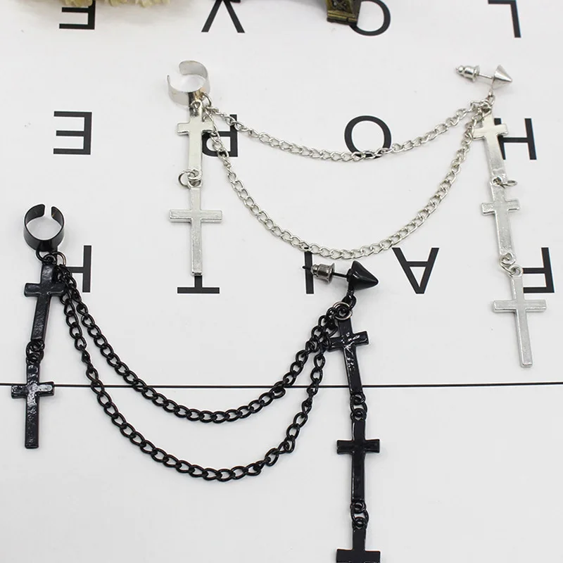 

Earrings Women Cross Exaggeration Exaggerated Classic Modern Metal Christian Chain Drop Dangle Earrings Vintage Statement Girls