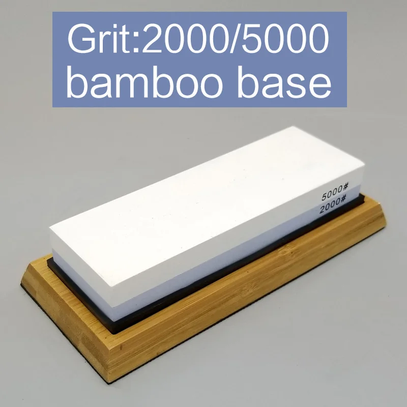 grit2000 5000 bamboo 1 шт. двухсторонний нож камень 2000 3000 5000 8000 точилка для кухонных ножей белый корунд абразивная точилка для ножей точильный камень - Цвет: grit2000 5000 bamboo
