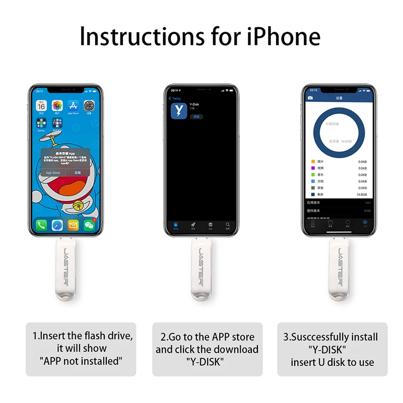 

JASTER USB 3.0 Pendrive Voor Iphone 6/6 S/6 Plus/7/7 Plus/8 /X Usb/Otg/Lightning 2 In 1 Pen Drive Voor Ios Externe Opslagappara