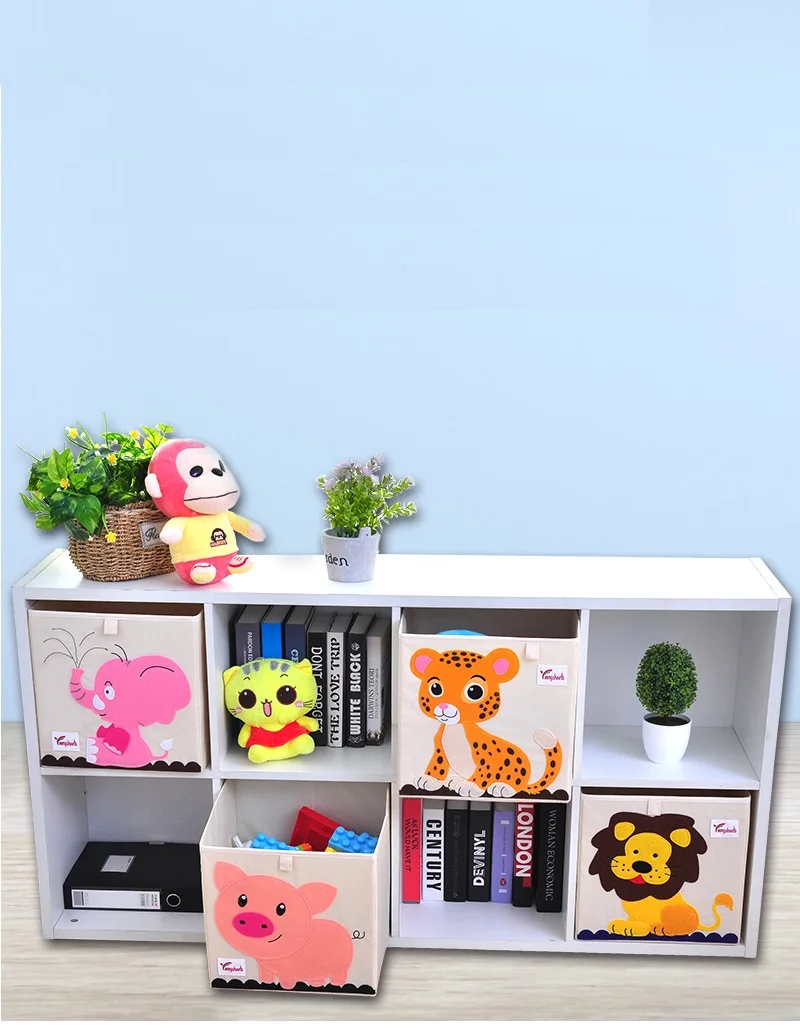 3D вышивка мультфильм животное складной большой ящик для хранения для детей игрушки Сортировка Органайзер коробка одежда книга домашнее хранение, ящик Органайзер