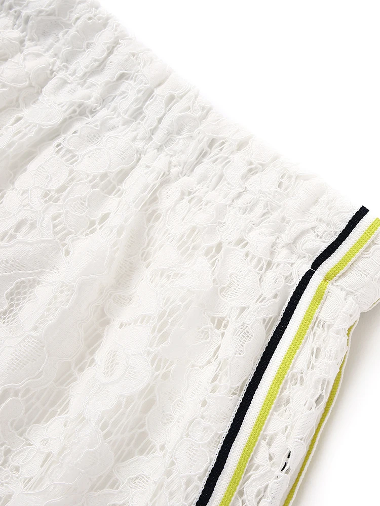 Юбка кружевная до щиколотки с аппликацией и полосками по бокам | Мать ребенок