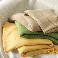 sofa blanket cover blanket bed tail blanket knitted fine stripe blanket air conditioning blanket tassel nap blanket