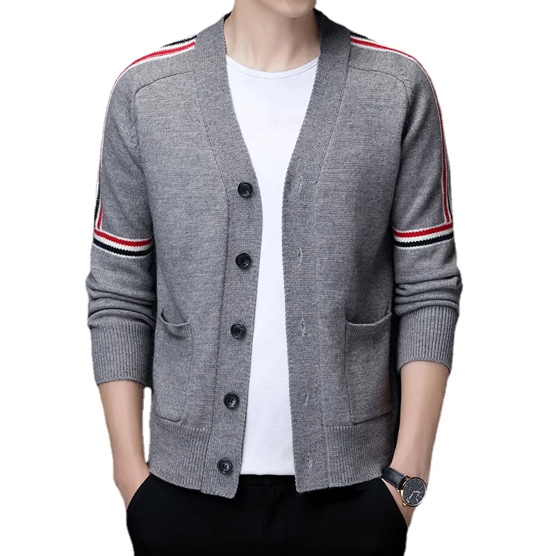 Brand Clothing Men's Sweater Cardigan Korean Casual Coat Elegant Men Sweater Autumn Coat Trend Hombre Men Slim Fit knit Jackts