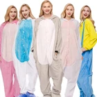 Пижама в виде животных для взрослых, одежда для сна, пижама в виде розового единорога, ститча, комплект из аниме единорога, панды, кигуруми, женские и мужские фланелевые пижамы с капюшоном