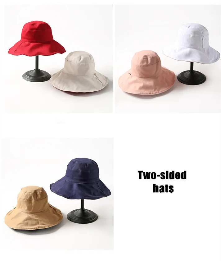 

Spring Summer Bucket Hat Women Fashion Two-sided Sun Hats Lady Fisherman Cap gorras Accessories for Adult