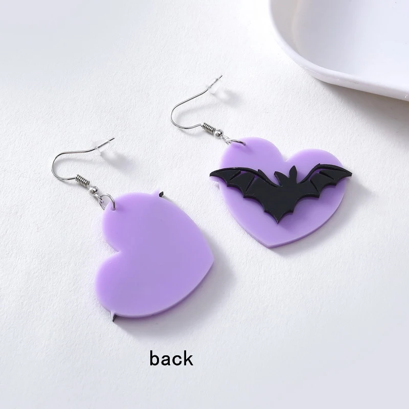 Женские серьги-подвески с изображением маленького дьявола фиолетового сердца