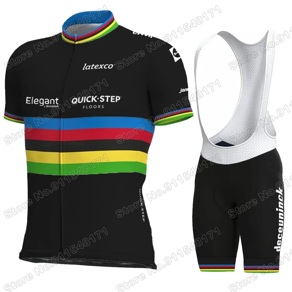 

2021 Elegant Quick Step Champion Team Cycling Jersey Set Summer Bicycle Clothing Road Bike Shirts Suit Shorts MTB Ropa Maillot