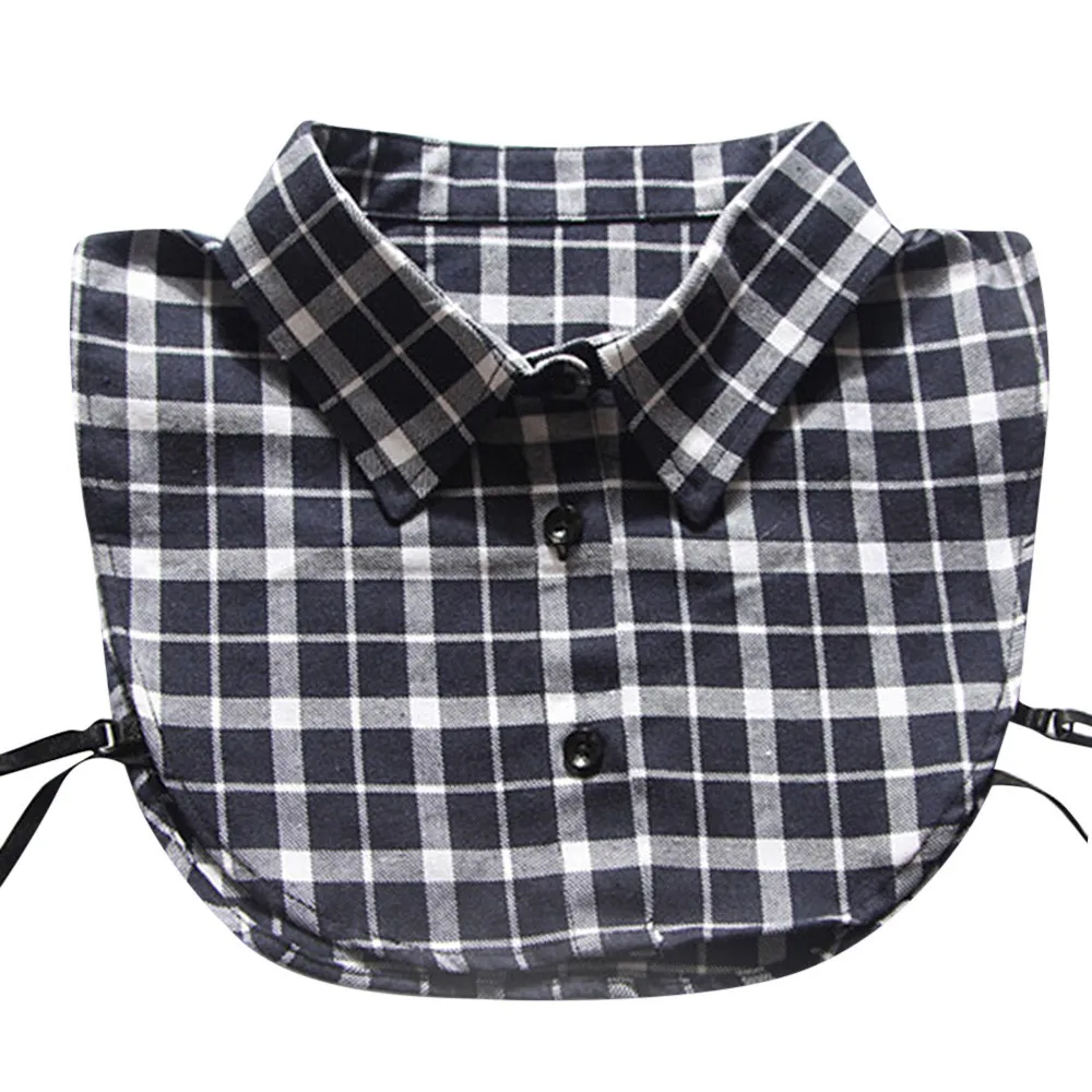2020 женский клетчатый воротник с принтом поддельный свободный отложной накладные