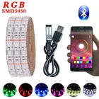 Водонепроницаемая светодиодная лента, 5 В, USB, 5050 RGB, Bluetooth, музыка, гибкая светодиодная лента, подсветильник ка для телевизора сделай сам