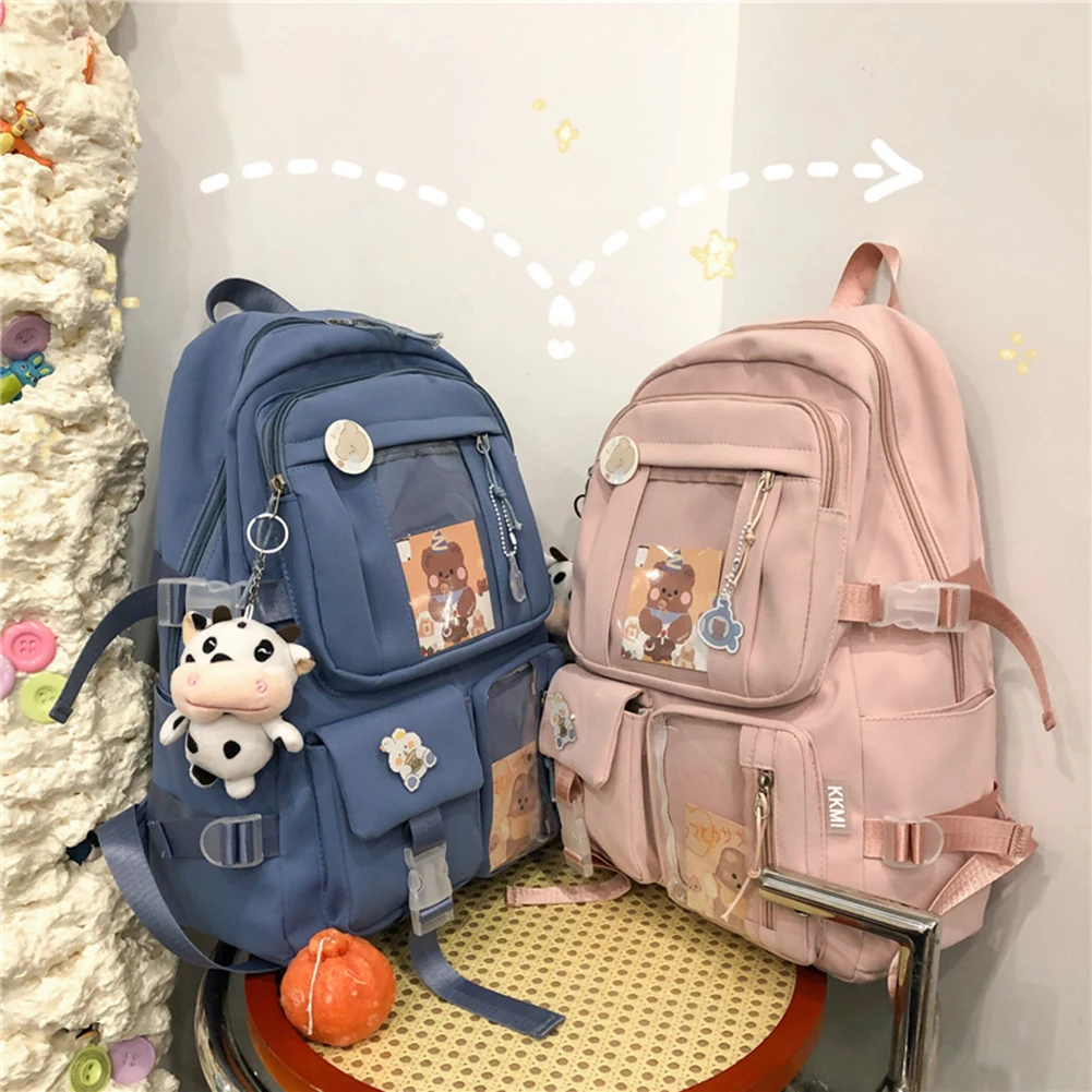 

Kawaii Backpack Fashion Preppy Style Mochila Solid Color Large Capacity Backpack Students School Patchwork Knapsack Handbags