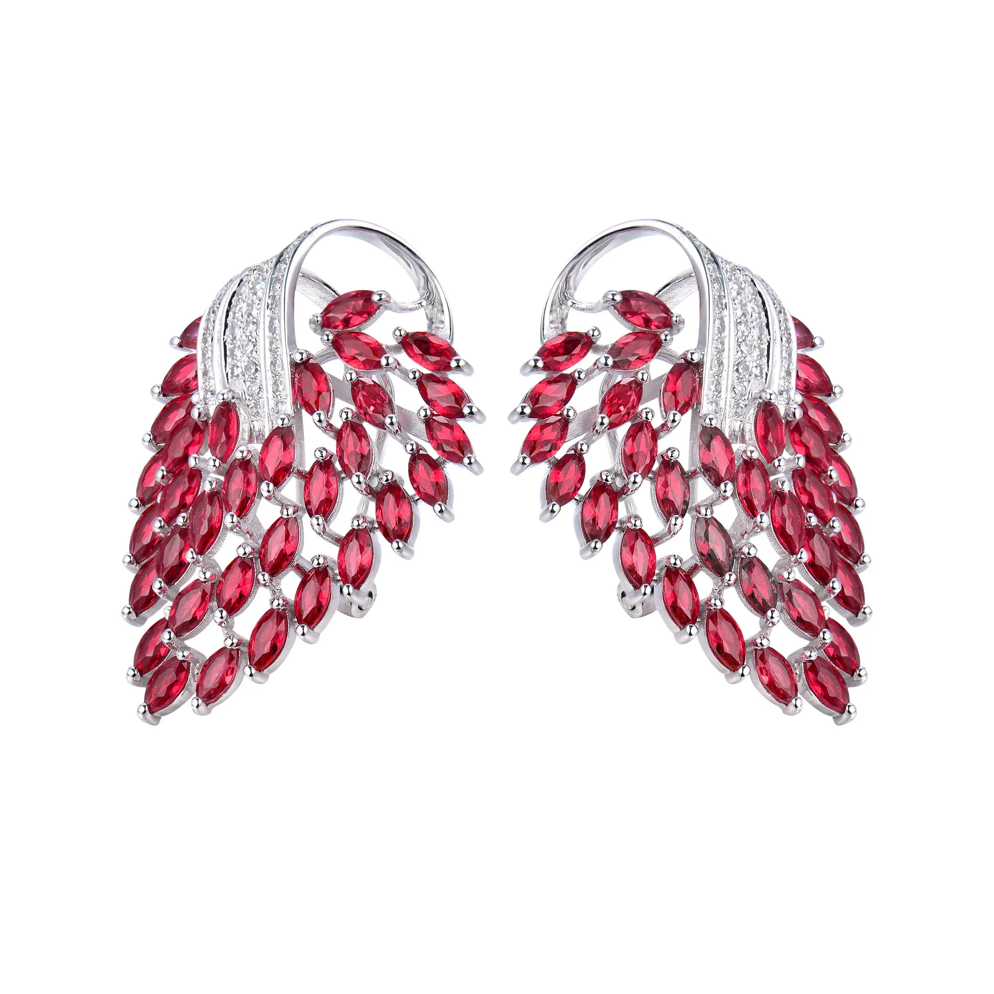 LOVERJEWELRY женские серьги 14 карат белое золото бриллиант розовый Рубин висячие