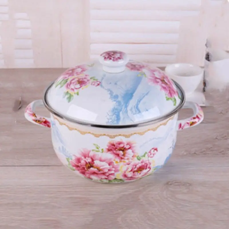 Эмалированная суповая кастрюля с большим плоским дном эмалированная для супа