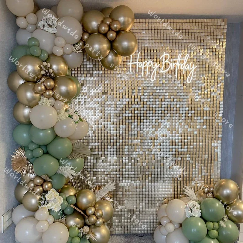 

Birthday Party Decor Holiday Event Avocado Green Sandy White Gold Latex Balloon Garland Arch Wedding Backgound Baby Shower Decor