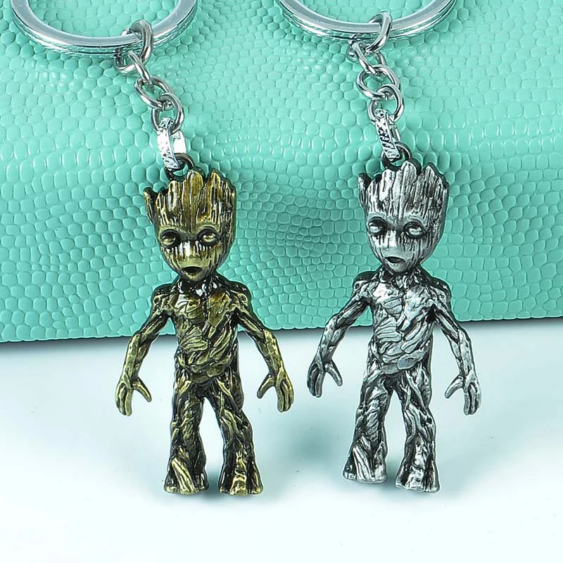 Handmade Alloy Keychain Home Decoration Figurines Anime Groot Baby Tree Miniature Model Vintage Bronze Silver Ornaments Crafts | Дом и сад