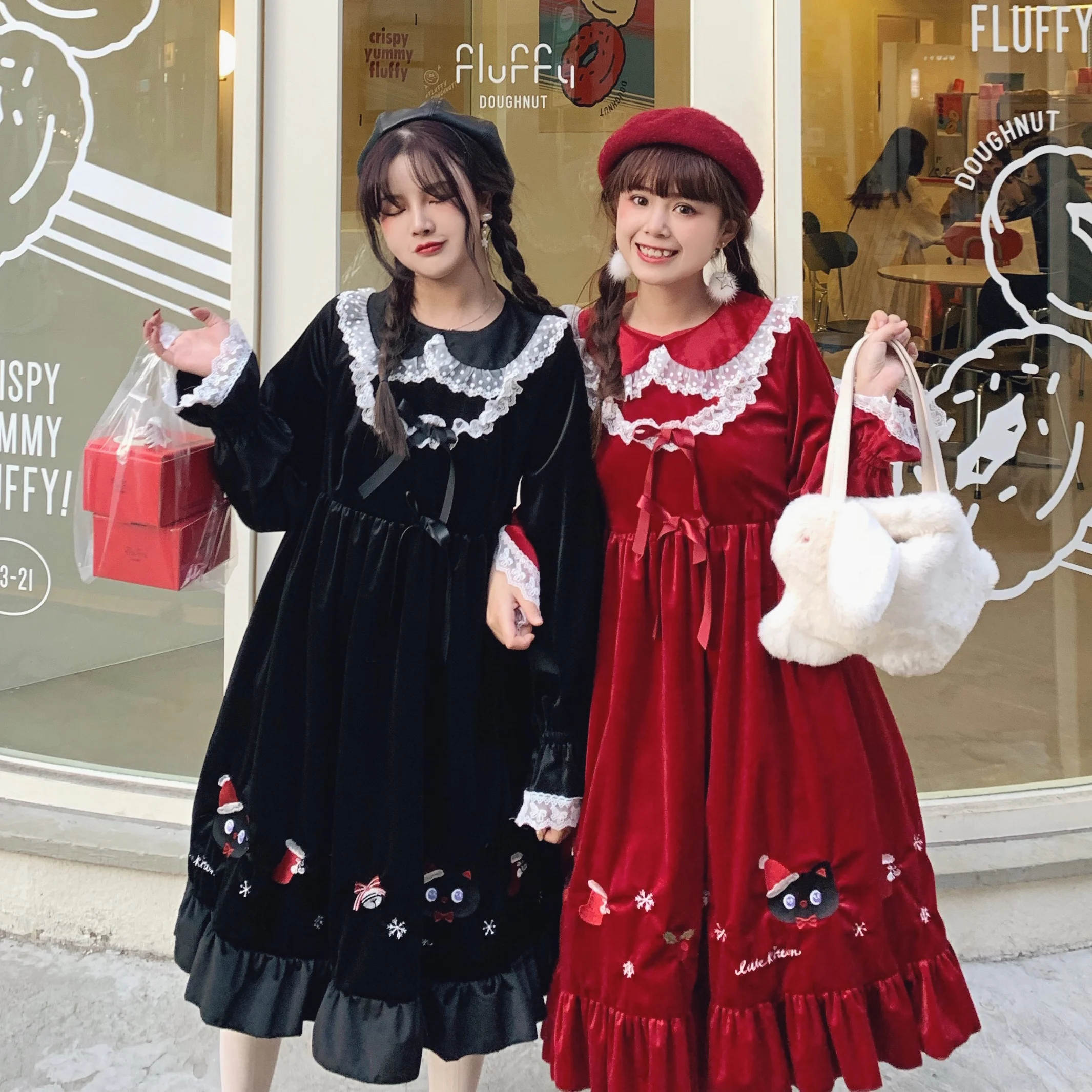 

Платье принцессы для чайной вечеринки в стиле сладкой Лолиты, винтажное кружевное платье с бантом на Рождество в викторианском стиле, кавай...