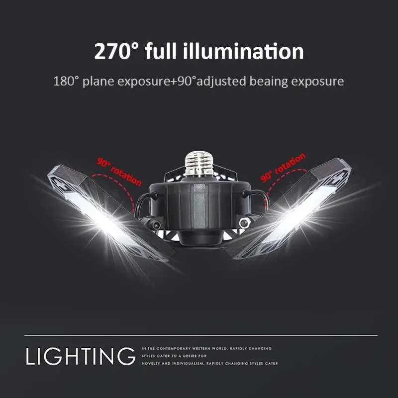 

60W LED Garage Light 2835 144 LED 6000K Ceiling Light E27 E26 360 Degrees Deformable Ceiling Light For Warehouse Workshop Garage