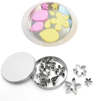 12pcs biscuit mould stainless steel flower shape fondant cake mold diy sugar craft 3d pastry cookie fruit and vegetable cutters