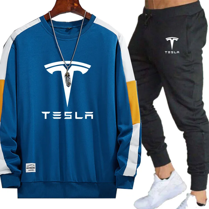 Мужские костюмы Tesla с принтом логотипа автомобиля утепленные Зимние флисовые
