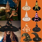 Шляпа ведьмы для взрослых и детей, маскарадная Волшебная Шляпа с лентой, шапка волшебника для хэллоуивечерние, модная шляпа украшения, аксессуары для косплея