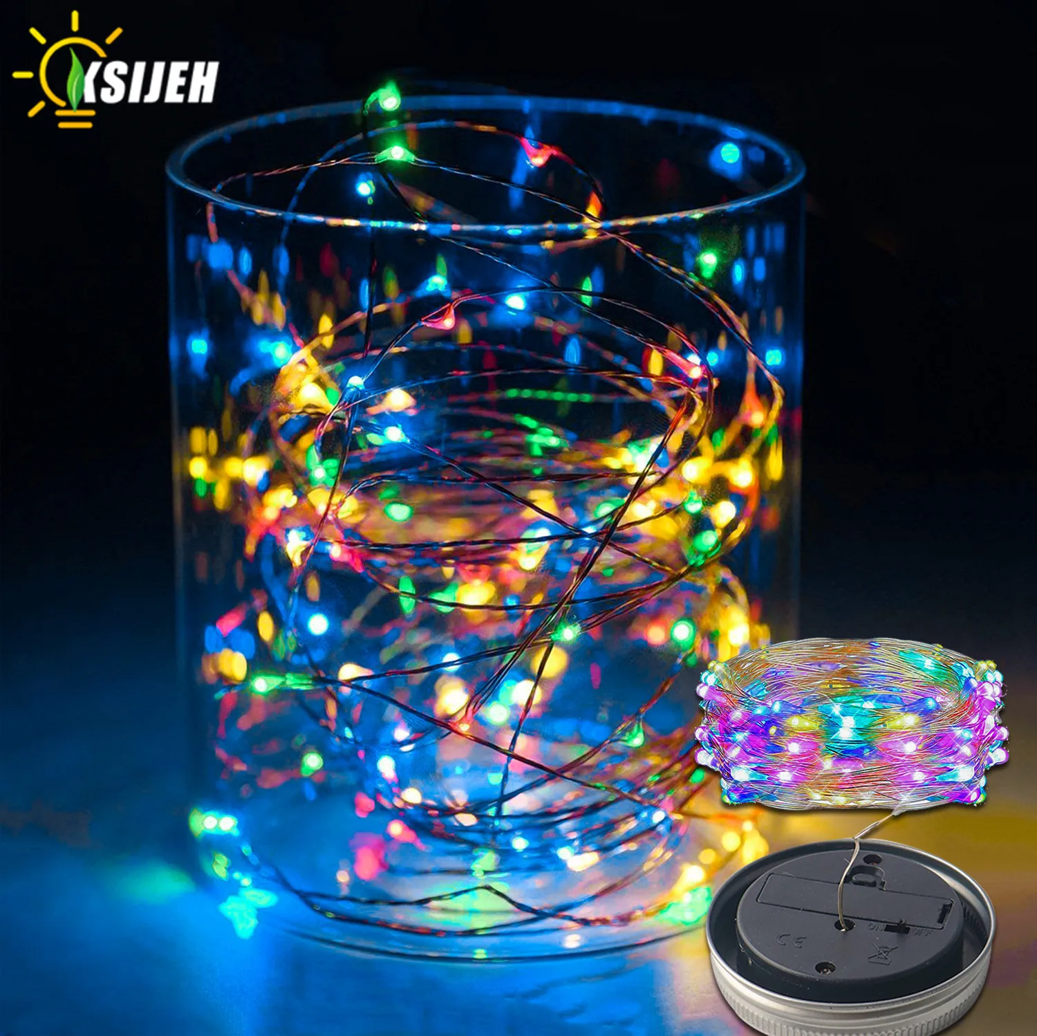 6PCS Solar Mason Jar Lid Light With 3m String Lights Handle 30 LEDs Hanging Lantern Lamp For Garden Decoration Colorful | Лампы и