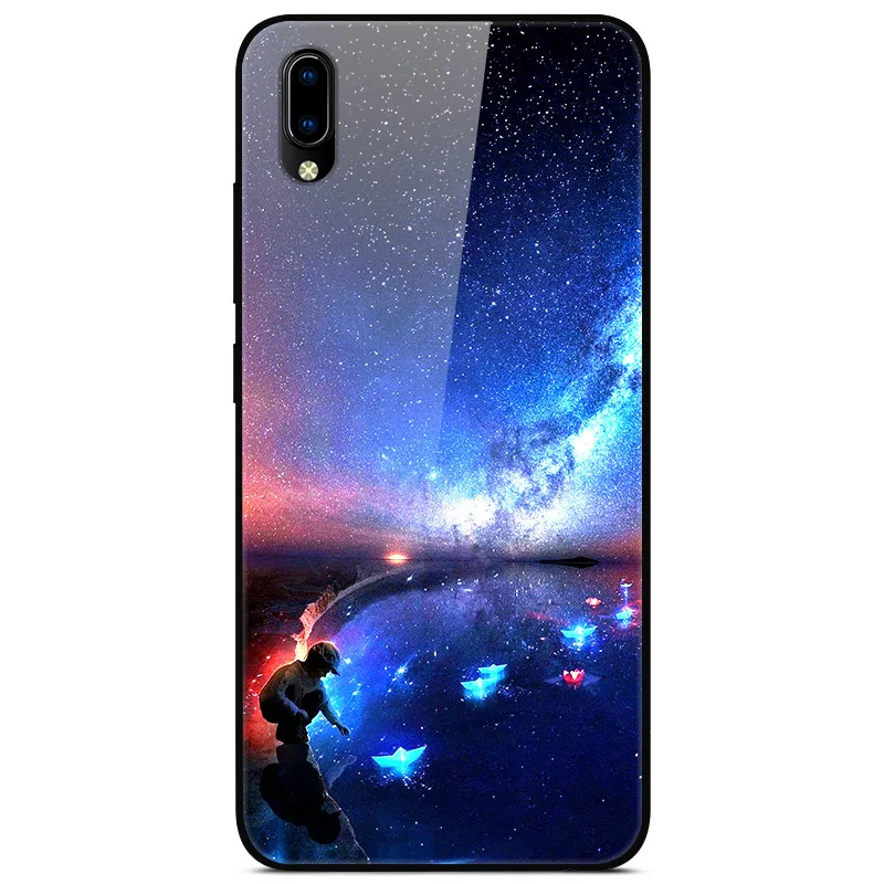 F для VIVO Y91C чехол VIVOY91C стеклянный жесткий чехол для телефона для VIVO Y91i чехол VIVO Y91 C мягкий бампер чехол закаленное для Vivo Y93 Y 93 - Цвет: 49