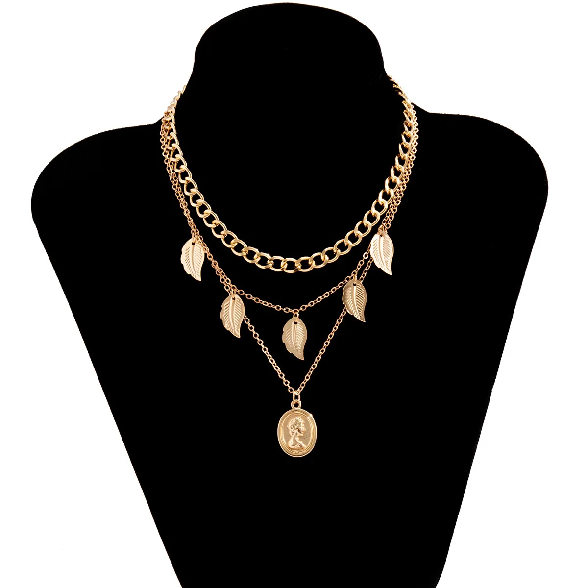 

YOUVI 2Pcs Leaf Tassel Pedant Necklace for Women Charms Goth Cuban Link Chains Necklace on Neck Coins Choker Aesthetic Collar