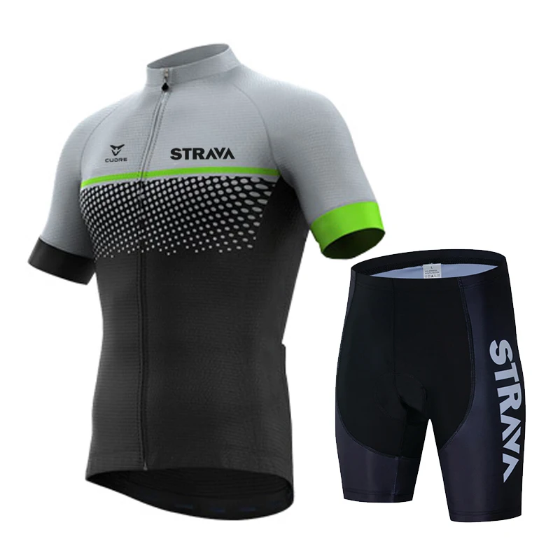 

2021 Pro STRAVA Summer Cycling Jersey Set Breathable Team Racing Sport Bicycle Jersey Mens Cycling Clothing Short Bike Jersey