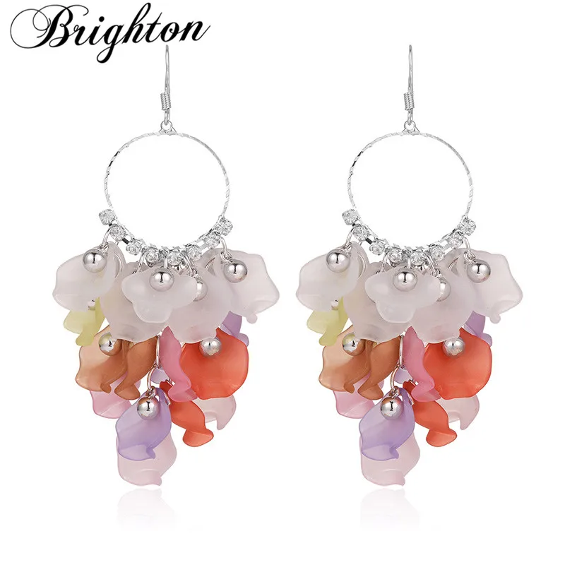 

Brighton Bohemia Colorful Beads Drop Dangle Earrings For Women Fashion Party Round Statement Metal Brincos Exaggerated Jewelry