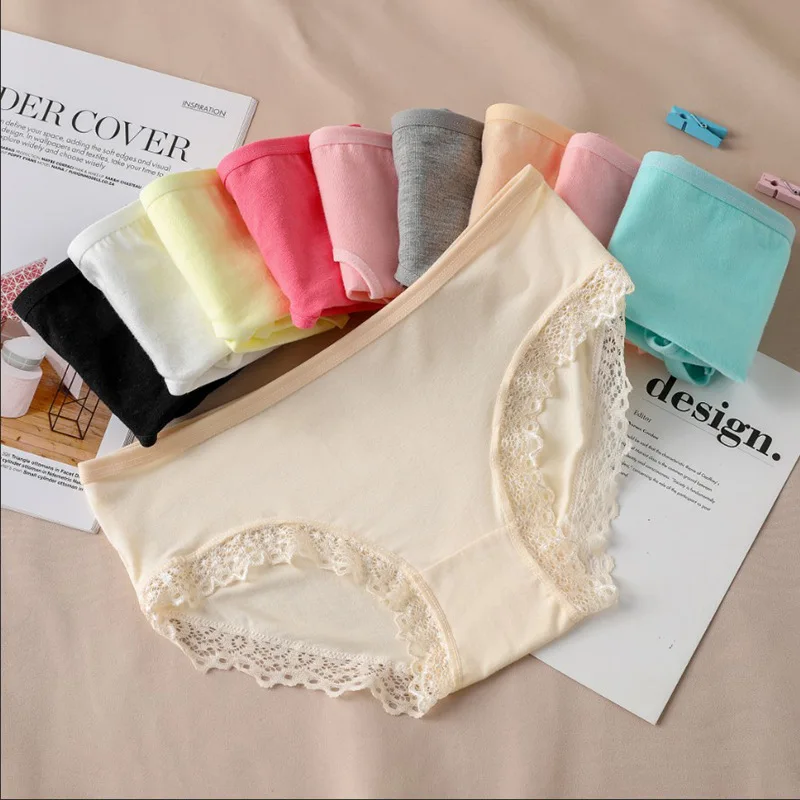 L XL XXL XXXXL Plus size Women's Sexy Panties Lace Cotton Lingerie Briefs Female Underpanties Girl Cute Underwear Shorts A40