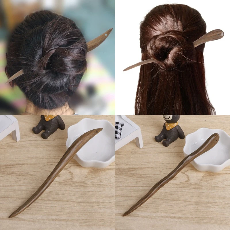 Китайское женское платье деревянные палочки для волос Зеленый шпилька из