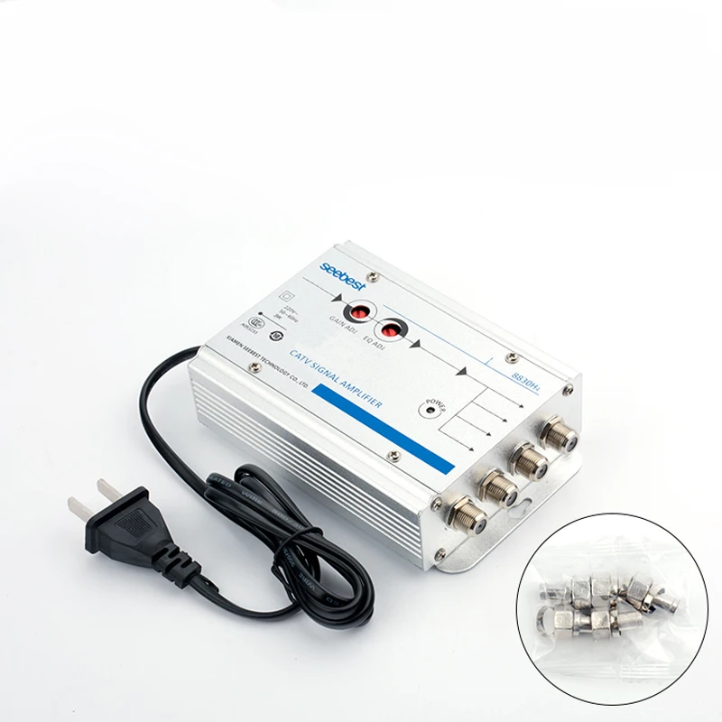 AC 220V ЕС вилка 30 дБ регулируемый кабель 45-860MHz 2W ТВ усилитель сигнала 1 в 4 Out CA |