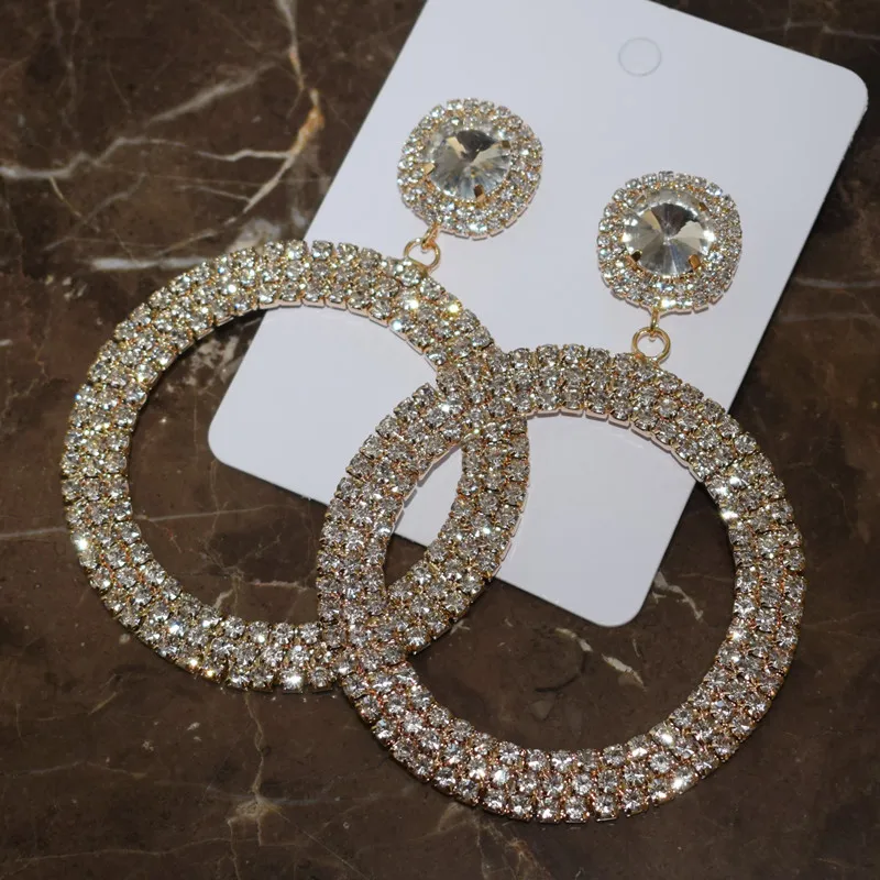 Новые блестящие серьги-подвески в виде больших колец для женщин модные ювелирные