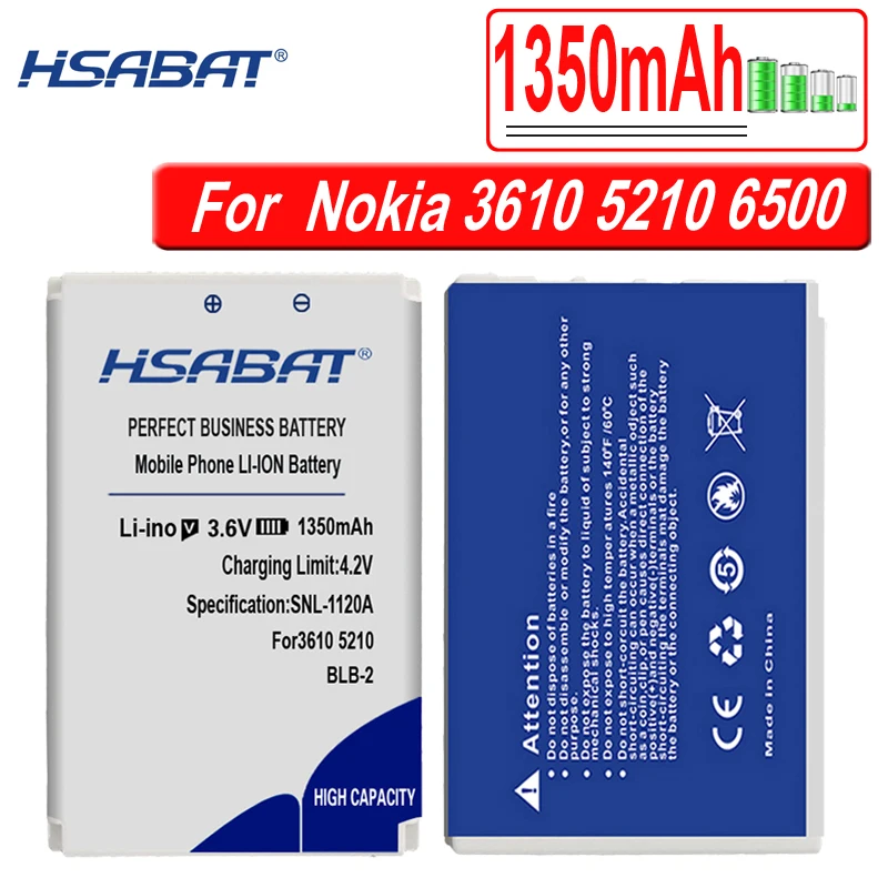 Аккумулятор HSABAT для Nokia 3610 5210 6500 6510 7650 8210 8250 8310 8850 8890 8910 1350 мАч|Аккумуляторы