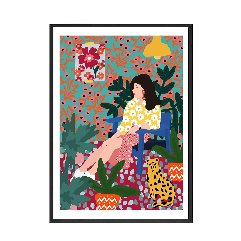 

Nordic Canvas Painting Abstract Colorful Dress Woman Canvas Posters Wall Art Prints For Living Room Bedroom Modern Decoration