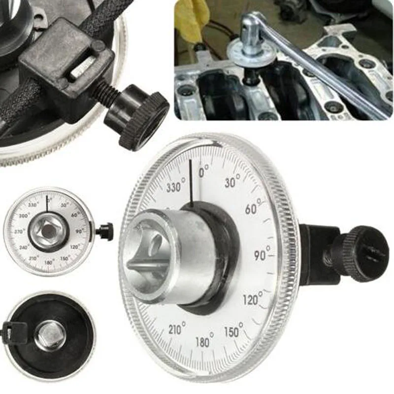 

360 Degree 1/2" Drive Adjustable Torque Angle Gauge Meter Angle Rotation Measurer Tool Wrench Auto Repair Check Meter