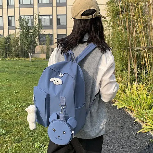 2021 School Bag Backpack ForTeenagers Girls Cute Ring Bag Designer Travel Bags Laptop Backpack Women Notebook Patchwork Backpack