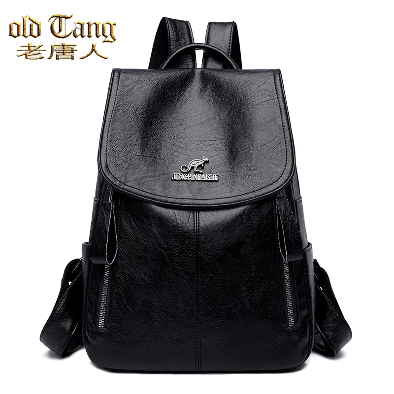 

Женский кожаный рюкзак на плечо OLD TANG, вместительный рюкзак для школы, 2020