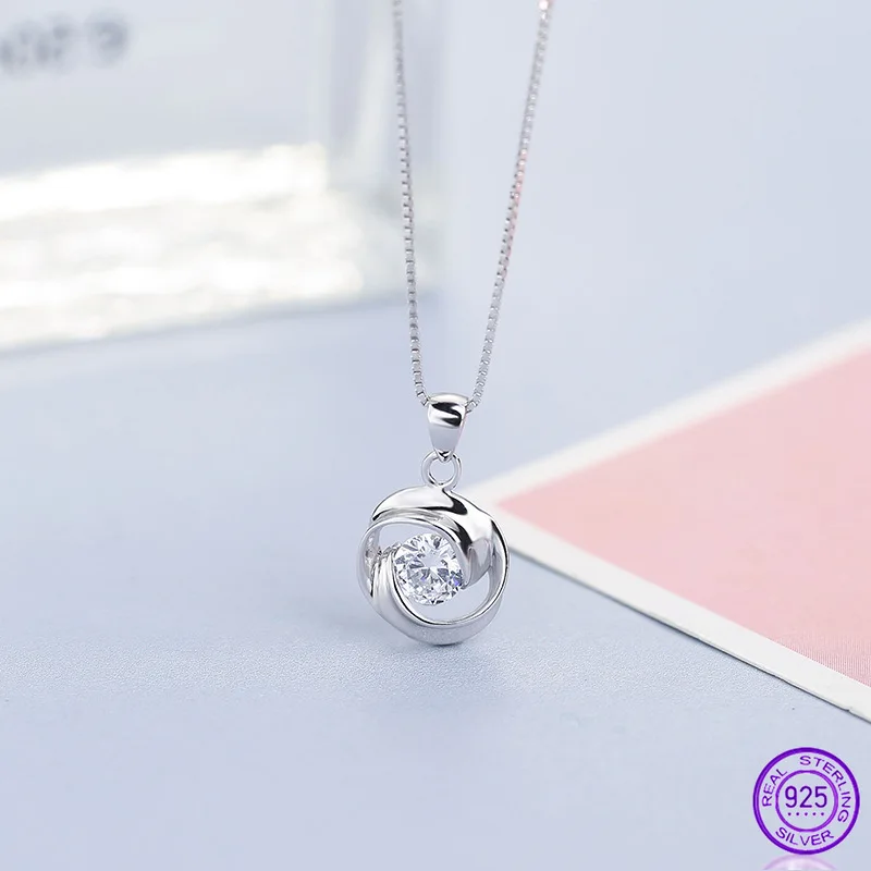 Ожерелье из стерлингового серебра 925 пробы подвеска ожерелье для женщин