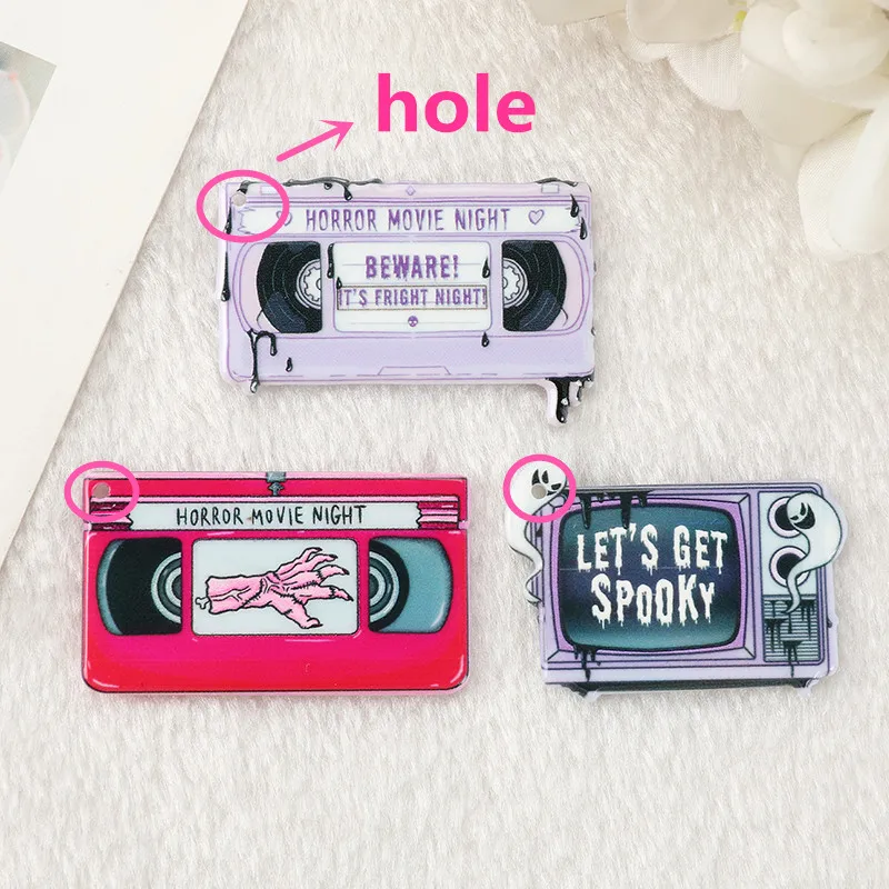 12Pcs Pastel Goth Halloween Charms Spooky TV Horror Movie Acrylic Jewlery Findings For Earring Necklace Diy Making - купить по