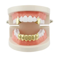 hip hop teeth grillz set for unisex top bottom mouth gold silver color teeth grills tooth caps removable dental fashion jewelry