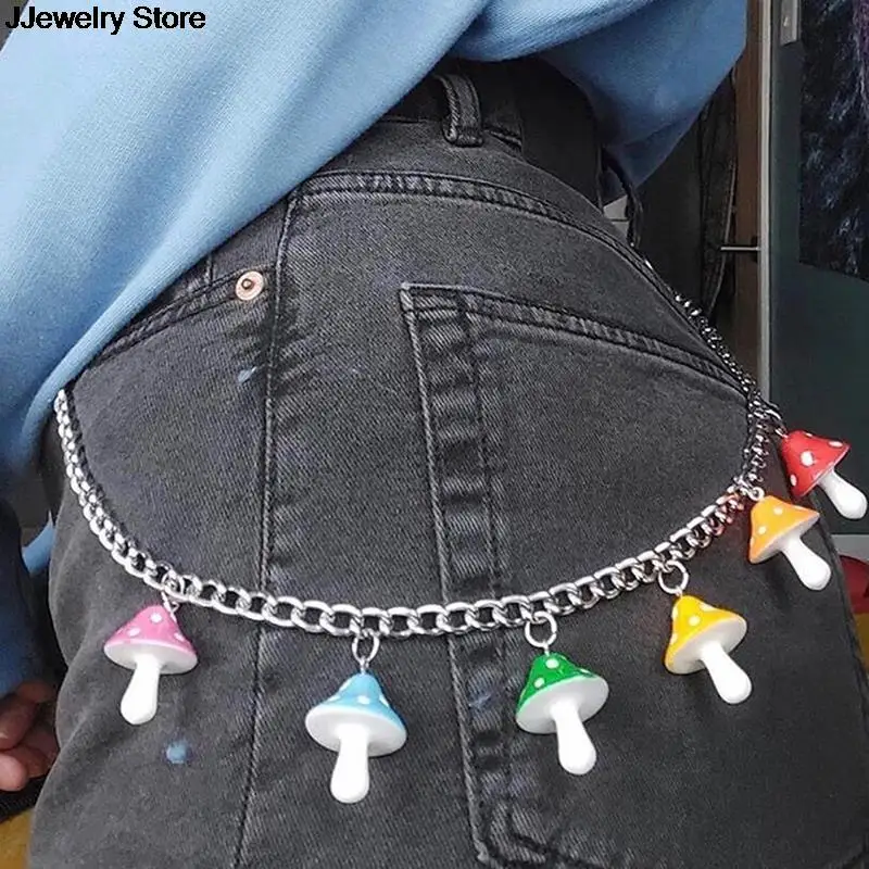 

Cute Mushroom Shape Pendant Keychain For Women Vintage Harajuku Punk Cool Waist Pants Key Chain Trendy Jewelry